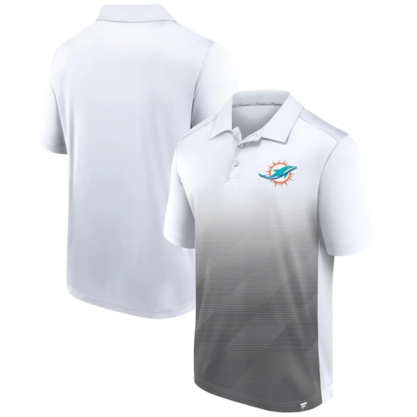 Men's Miami Dolphins White/Gray Iconic Parameter Sublimated Polo